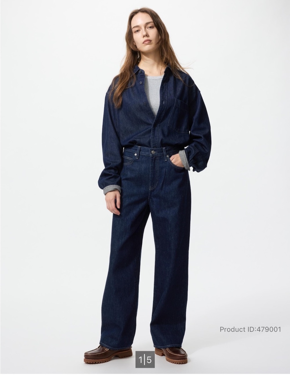 Uniqlo Wide Leg Dark Blue Women's Jeans
